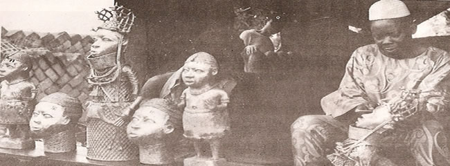 Bronze caster at work in Benin City